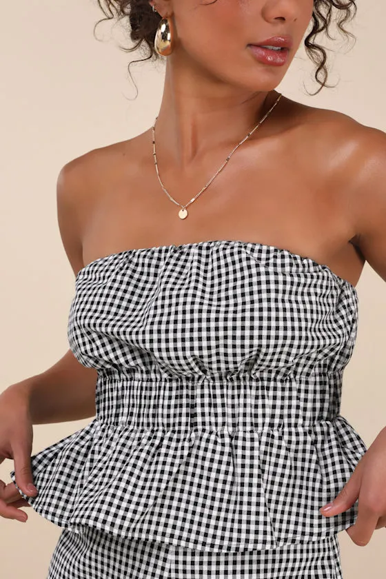 Daisley Black and White Gingham Peplum Top sold by Lulus product image thumbnail 4