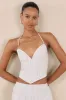 Anahita Cream and Blue Striped Halter Top sold by Lulus