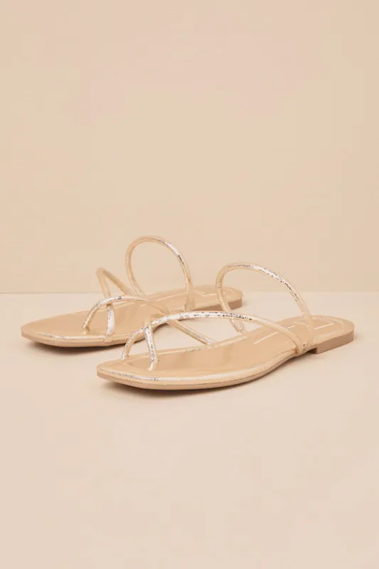 Leanna Gold Strappy Slide Sandals sold by Lulus