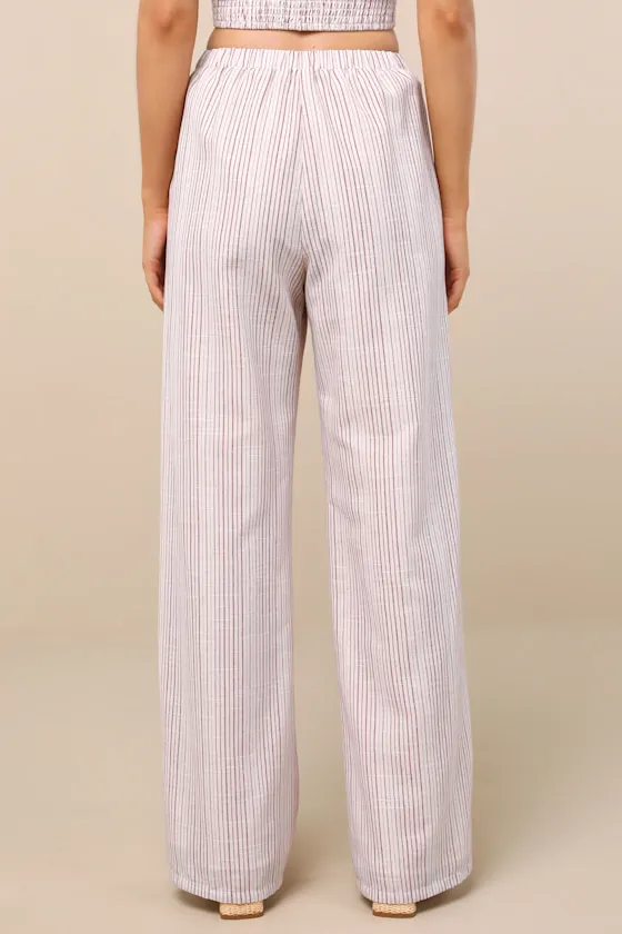 Anahita Cream and Red Striped Mid-Rise Straight Leg Pants sold by Lulus product image thumbnail 3