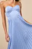 Irelyn Dusty Blue Satin Bustier Midi Dress sold by Lulus