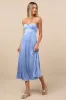 Irelyn Dusty Blue Satin Bustier Midi Dress sold by Lulus