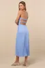 Irelyn Dusty Blue Satin Bustier Midi Dress sold by Lulus