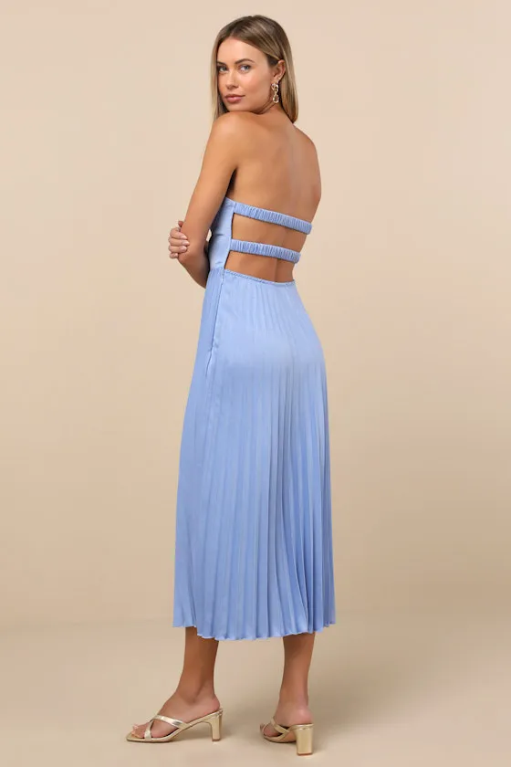 Irelyn Dusty Blue Satin Bustier Midi Dress sold by Lulus product image thumbnail 4