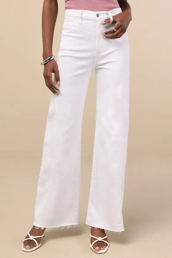 Far Out White Wide-Leg Seamed Raw Hem High-Rise Jeans sold by Lulus product image thumbnail 2
