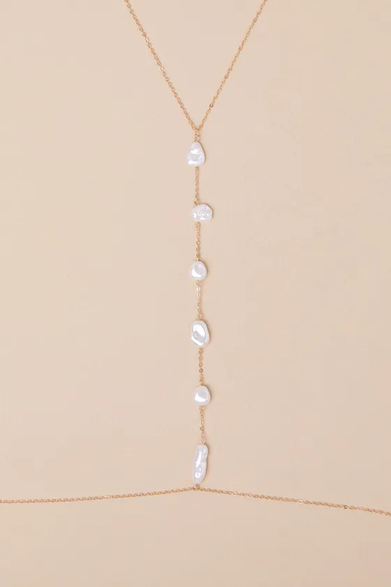 Delphia Gold Pearl Body Chain Harness sold by Lulus product image thumbnail 4