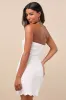 Ineth White Denim Strapless Embroidered Mini Dress sold by Lulus