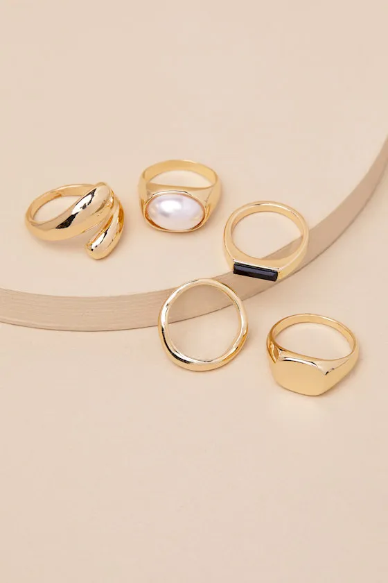 Kensley Gold Six-Piece Statement Ring Set sold by Lulus product image thumbnail 2