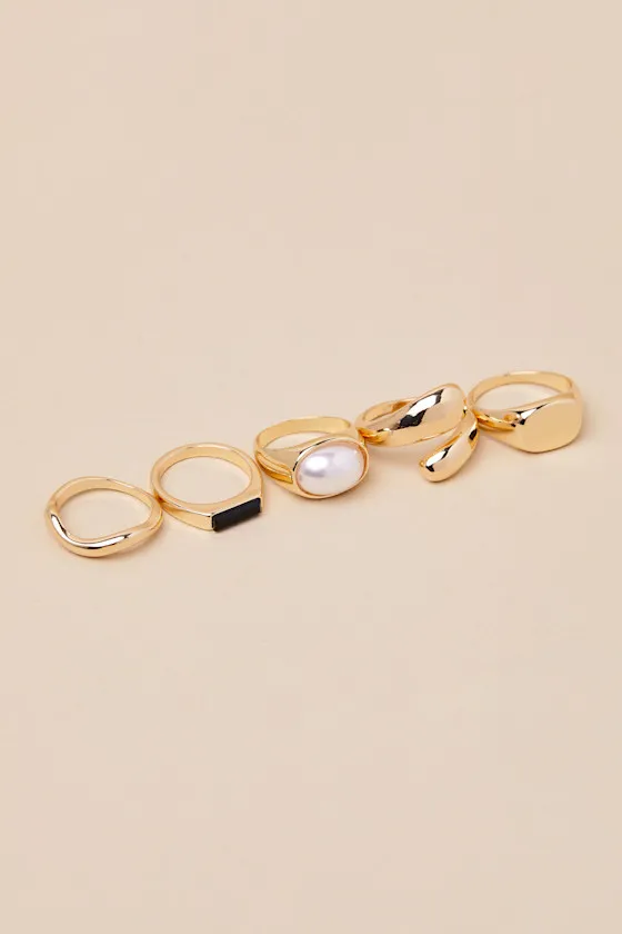 Kensley Gold Six-Piece Statement Ring Set sold by Lulus product image thumbnail 4