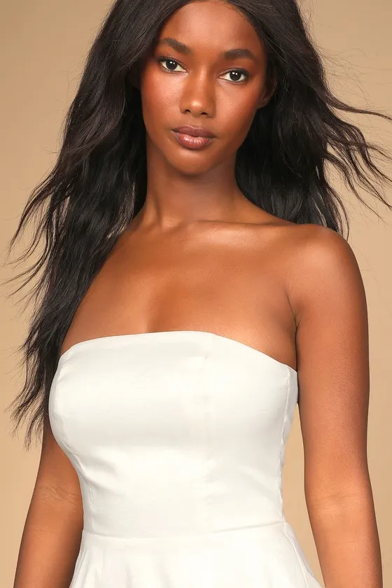 Own the Spotlight White Strapless Bubble-Hem Mini Dress sold by Lulus product image thumbnail 4