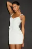 Nafissa White Satin Floral Applique Tie-Strap Mini Dress sold by Lulus