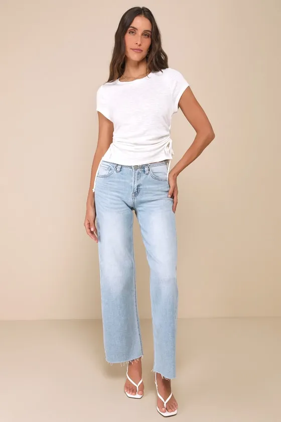 Sweet Forever Ivory Burnout Ruched Short Sleeve Tee sold by Lulus product image thumbnail 2