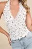 Aruna Ivory Floral Textured Knit Halter Top sold by Lulus