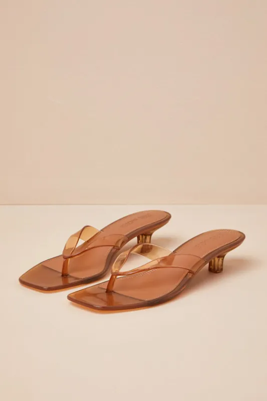 Tracie Tan Jelly Thong Kitten Heel Sandals sold by Lulus