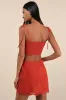 Kamilla Rust Red Eyelet Embroidered Mini Wrap Skirt sold by Lulus