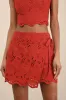Kamilla Rust Red Eyelet Embroidered Mini Wrap Skirt sold by Lulus