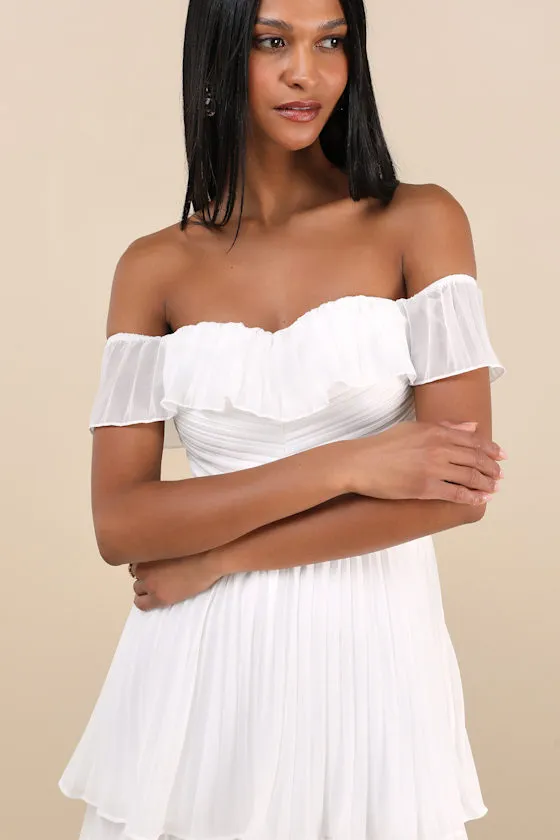 Always Remarkable White Pleated Off-the-Shoulder Maxi Dress sold by Lulus product image thumbnail 2