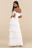 Always Remarkable White Pleated Off-the-Shoulder Maxi Dress sold by Lulus