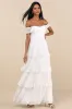 Always Remarkable White Pleated Off-the-Shoulder Maxi Dress sold by Lulus