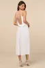 Caleigh Ivory Satin Backless Slip Midi Dress sold by Lulus