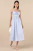 Shereen Blue Striped and Floral Sleeveless Poplin Midi Dress sold by Lulus