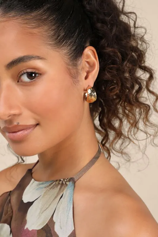 Niona Gold Hammered Hoop Earrings sold by Lulus