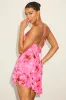 Cina Hot Pink Floral Lace-Up Mini Dress sold by Lulus