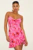 Cina Hot Pink Floral Lace-Up Mini Dress sold by Lulus