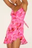 Cina Hot Pink Floral Lace-Up Mini Dress sold by Lulus