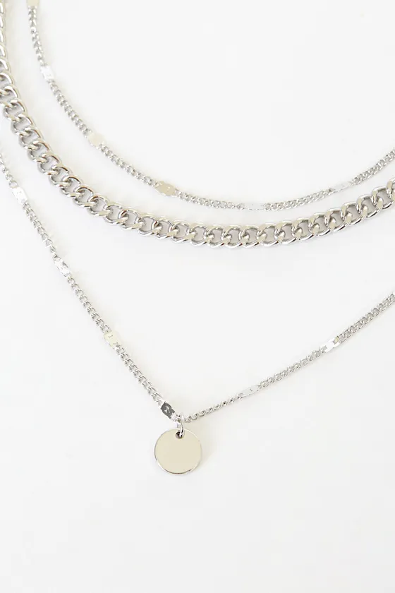 Three-Way Tie Silver Necklace Set sold by Lulus product image thumbnail 3