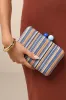 August Blue Striped Woven Clutch sold by Lulus