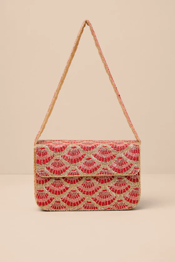 Pania Gold and Red Seashell Beaded Shoulder Bag sold by Lulus product image thumbnail 2