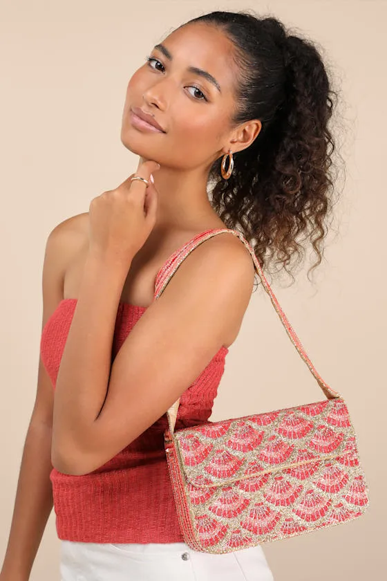 Pania Gold and Red Seashell Beaded Shoulder Bag sold by Lulus product image thumbnail 3