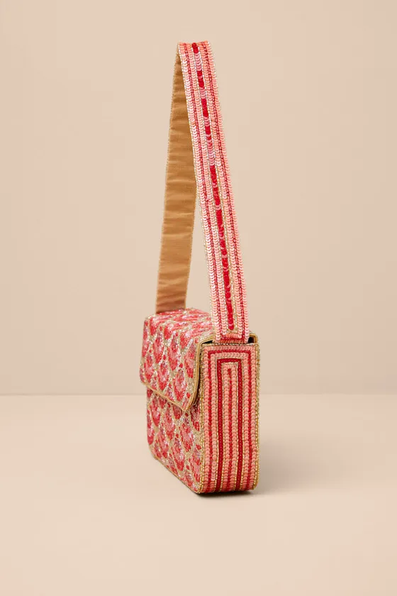 Pania Gold and Red Seashell Beaded Shoulder Bag sold by Lulus product image thumbnail 4