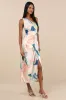 Rhema White Multi Abstract Print Satin Midi Dress sold by Lulus