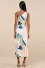 Rhema White Multi Abstract Print Satin Midi Dress sold by Lulus