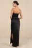 Mella Black Mixed Media Strapless Maxi Dress sold by Lulus