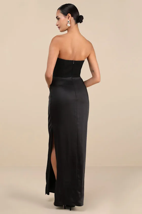 Mella Black Mixed Media Strapless Maxi Dress sold by Lulus product image thumbnail 3