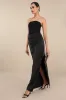 Mella Black Mixed Media Strapless Maxi Dress sold by Lulus