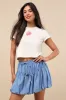 Kirsty Blue Striped Tiered Drawstring Bubble-Hem Mini Skirt sold by Lulus