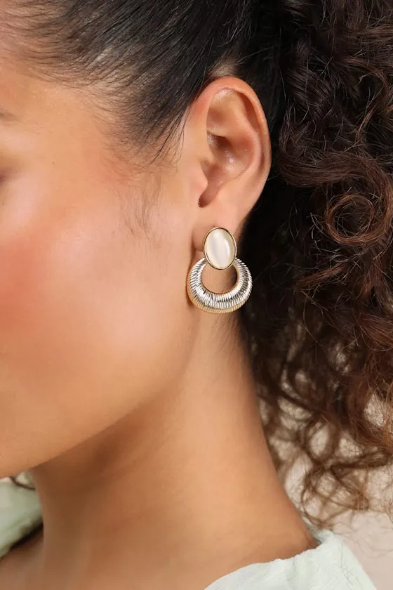 Saloni Gold Stone Statement Earrings sold by Lulus product image thumbnail 3