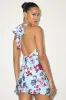 Zhenya Light Blue Floral Satin Halter Mini Dress sold by Lulus