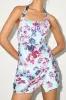Zhenya Light Blue Floral Satin Halter Mini Dress sold by Lulus