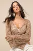 Saray Taupe Loose Crochet Knit Lace-Up Sweater Crop Top sold by Lulus