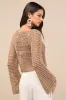 Saray Taupe Loose Crochet Knit Lace-Up Sweater Crop Top sold by Lulus
