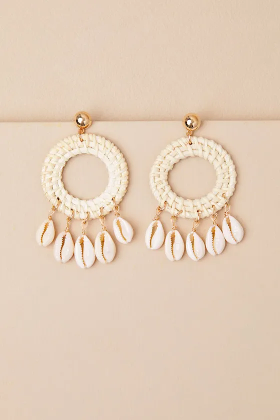 Taren Beige Wrapped Seashell Statement Earrings sold by Lulus product image thumbnail 2