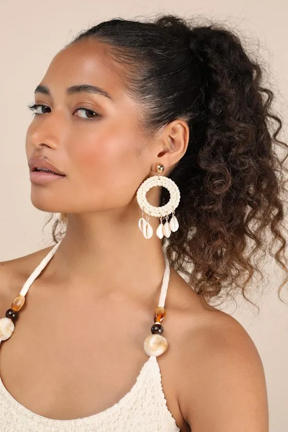 Taren Beige Wrapped Seashell Statement Earrings sold by Lulus product image thumbnail 3
