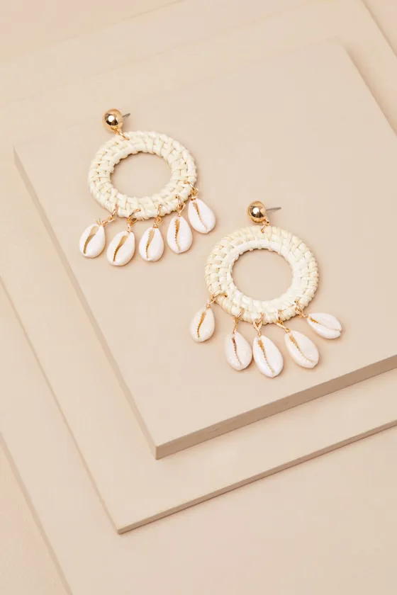 Taren Beige Wrapped Seashell Statement Earrings sold by Lulus product image thumbnail 4