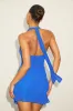 Nailah Blue Knotted Halter Mini Dress sold by Lulus