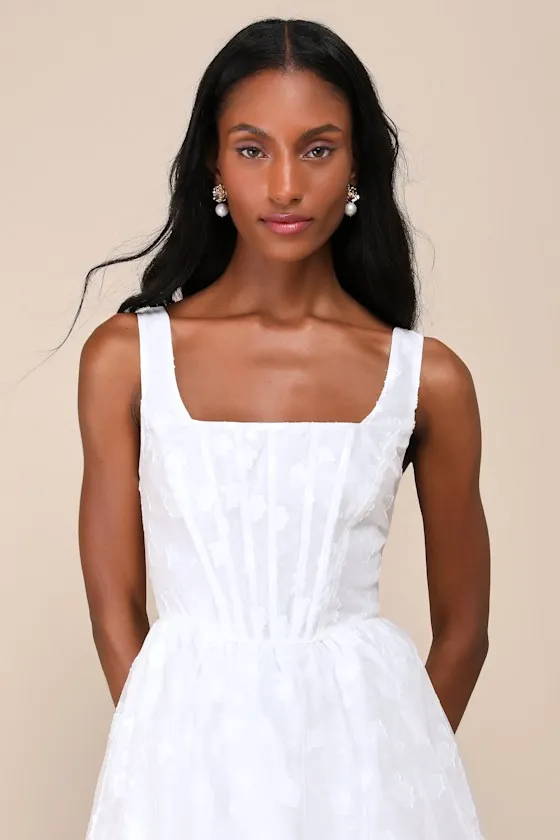 Sweet Potential White Floral Burnout Tiered Midi Dress sold by Lulus product image thumbnail 3